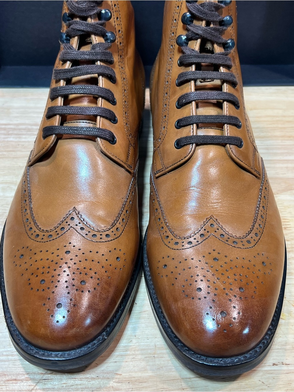 Nordstrom Men’s Tan Leather Brogue Boots U.S. Size 10D Edmonds, Meermin, Carmina